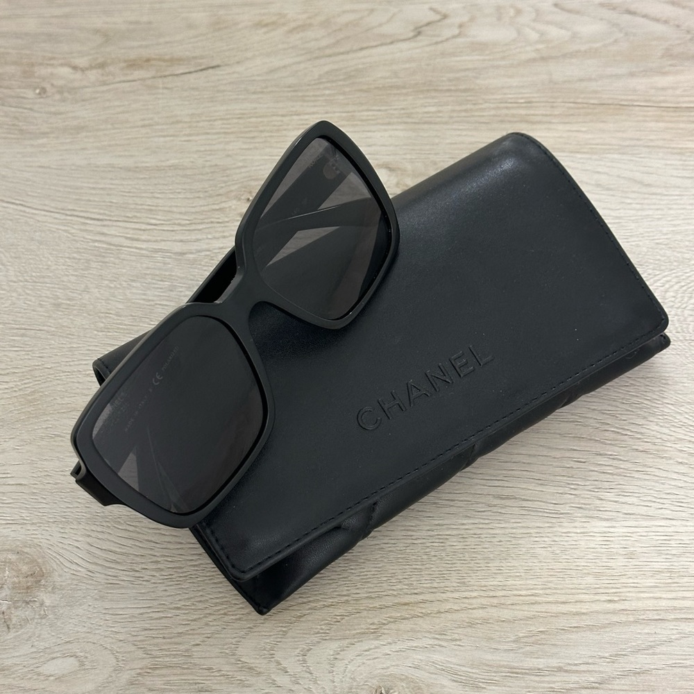 Chanel Black Square Sunglasses w/ Original Case
